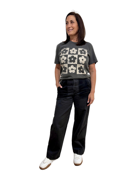 Checkered Flowers Graphic Tee
