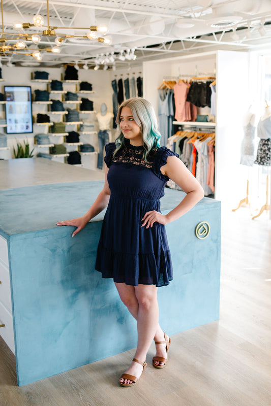 Freedom Ruffled Cap Sleeve Dress