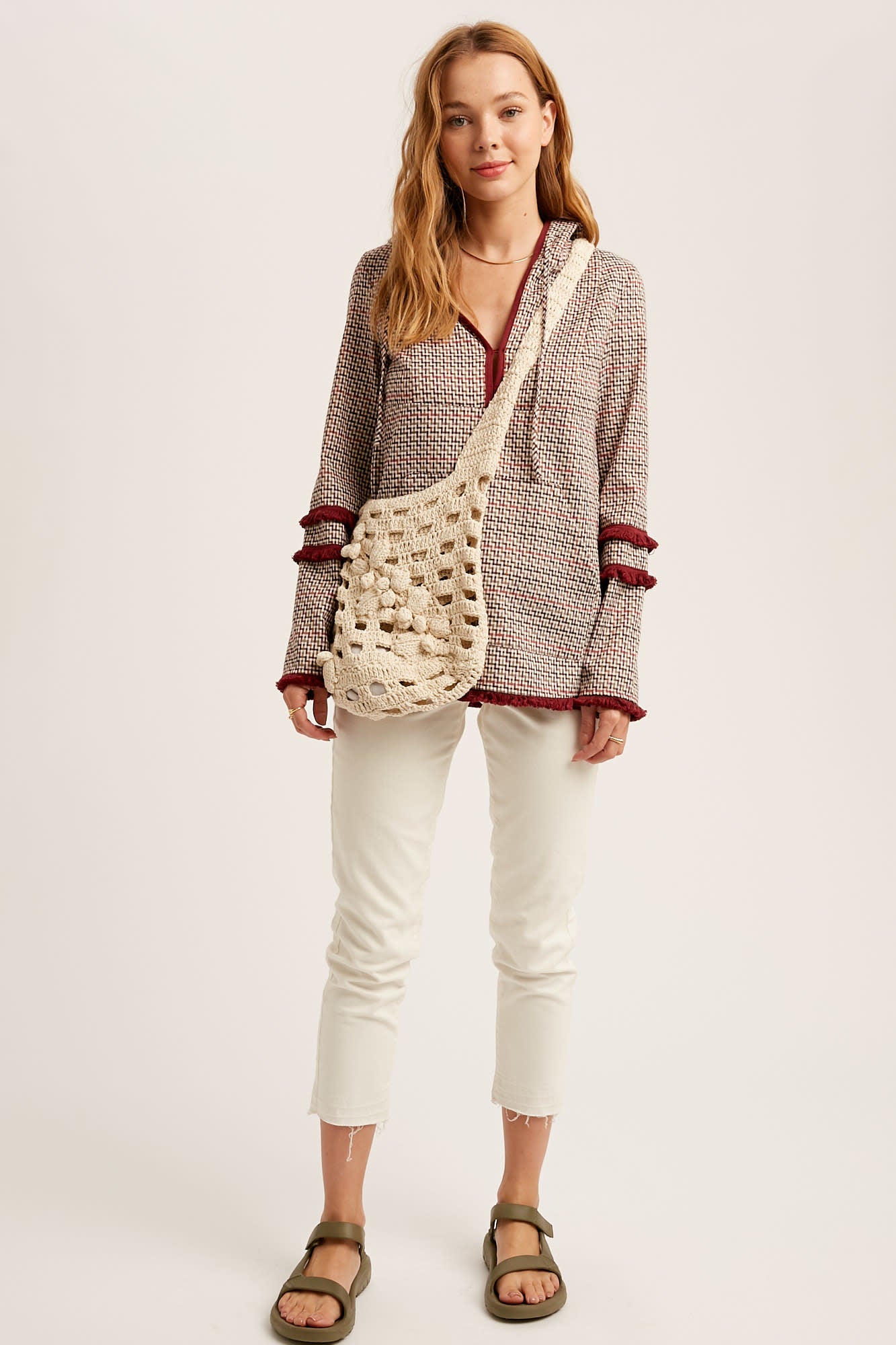 Woven Hoodie Top