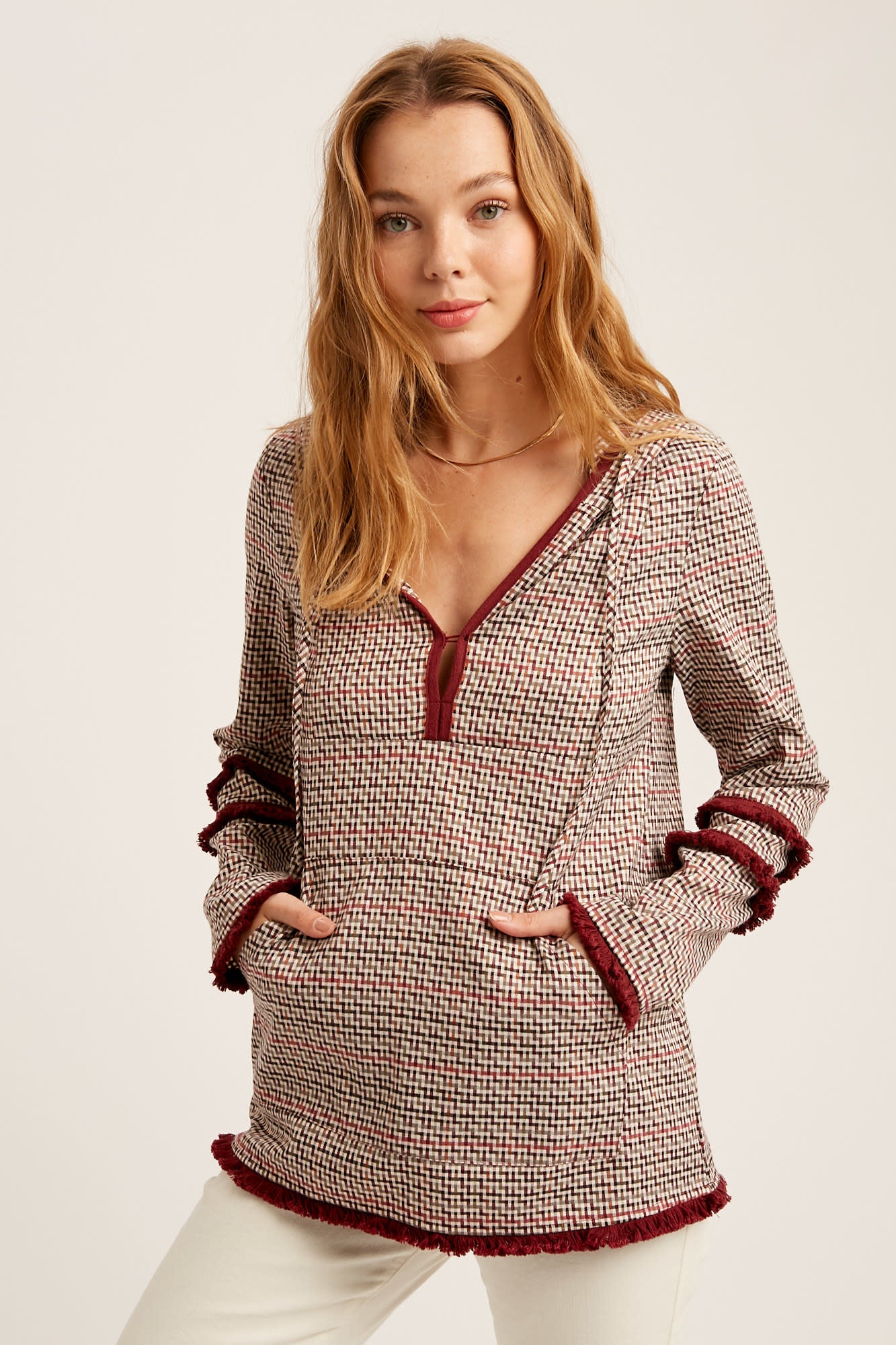 Woven Hoodie Top