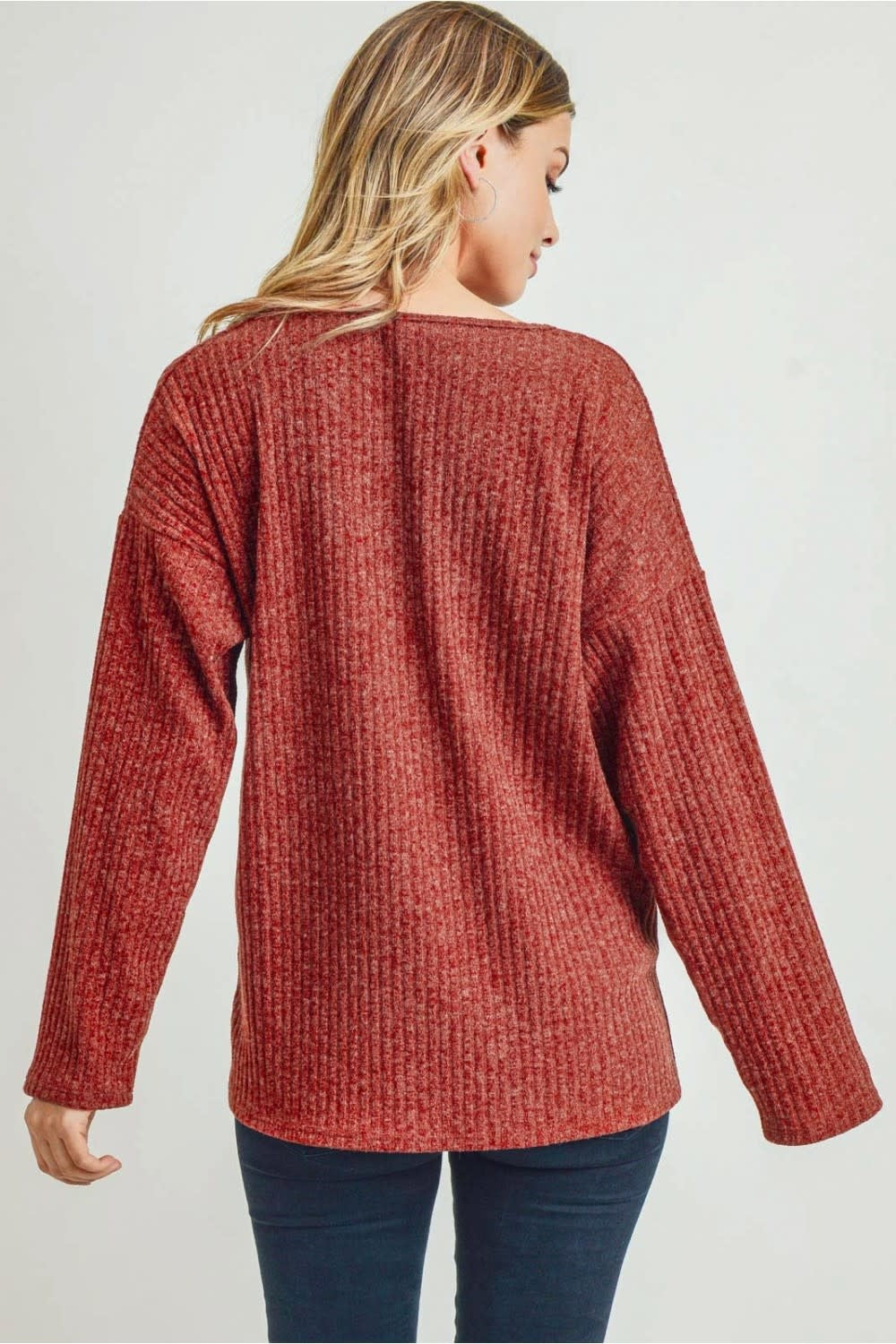 Split Neck Long Sleeve