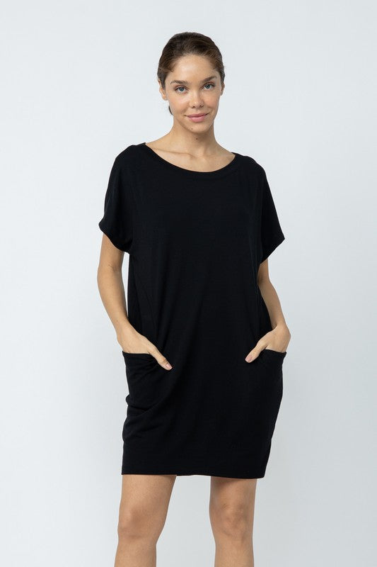 Crew Neck Oversized Mini Dress