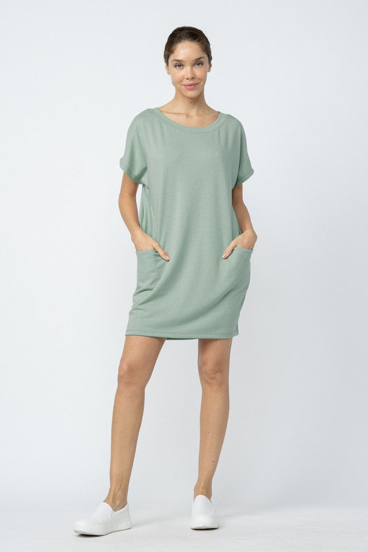 Crew Neck Oversized Mini Dress
