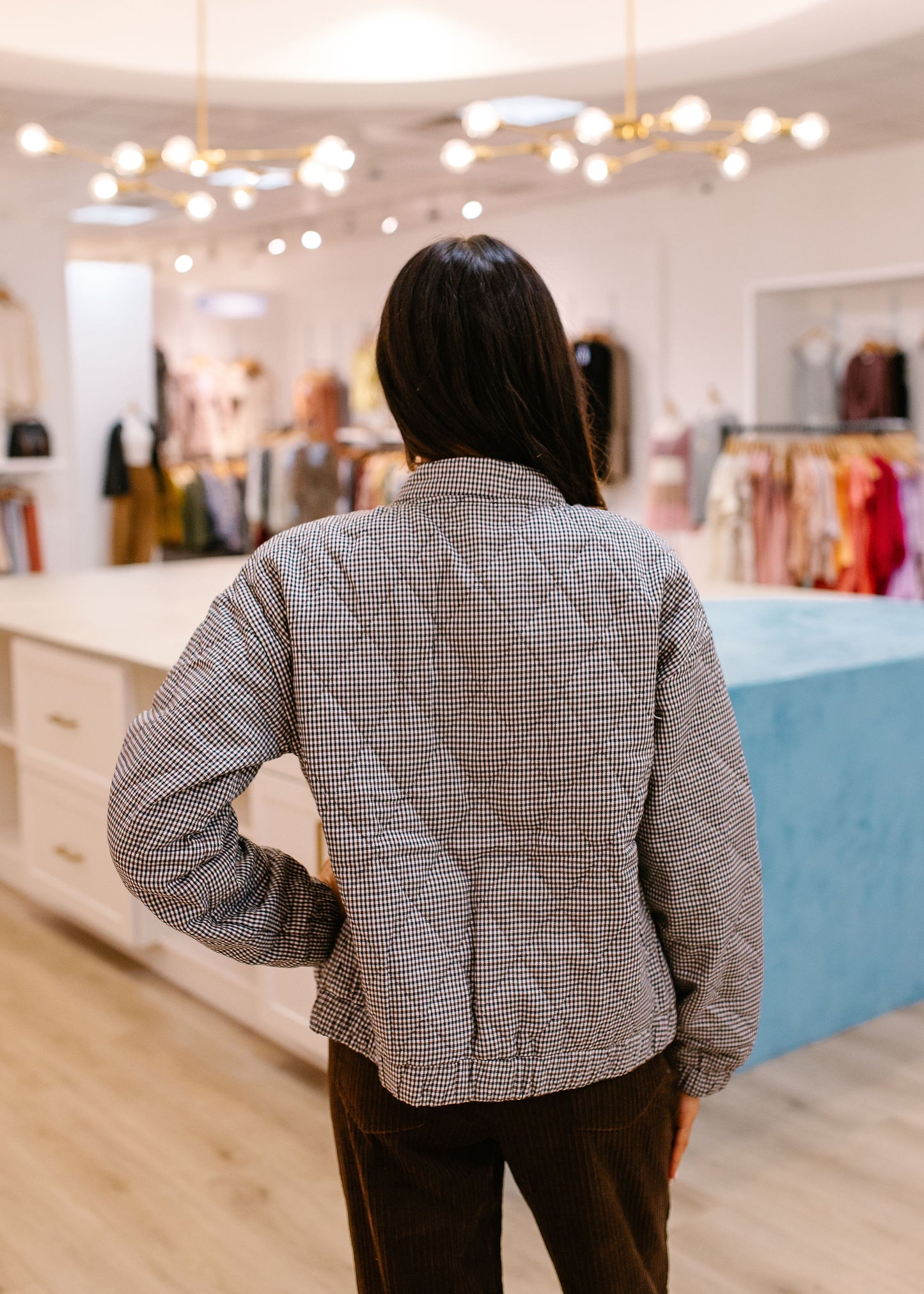 Diamond Quilted Zip Up Bomber Jacket