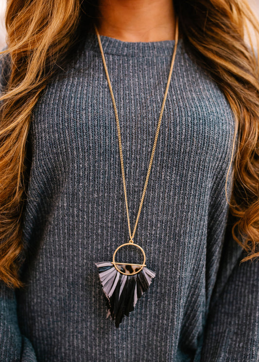 Gray & Black Fan Necklace