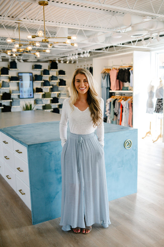 V Notch Long Sleeve Top
