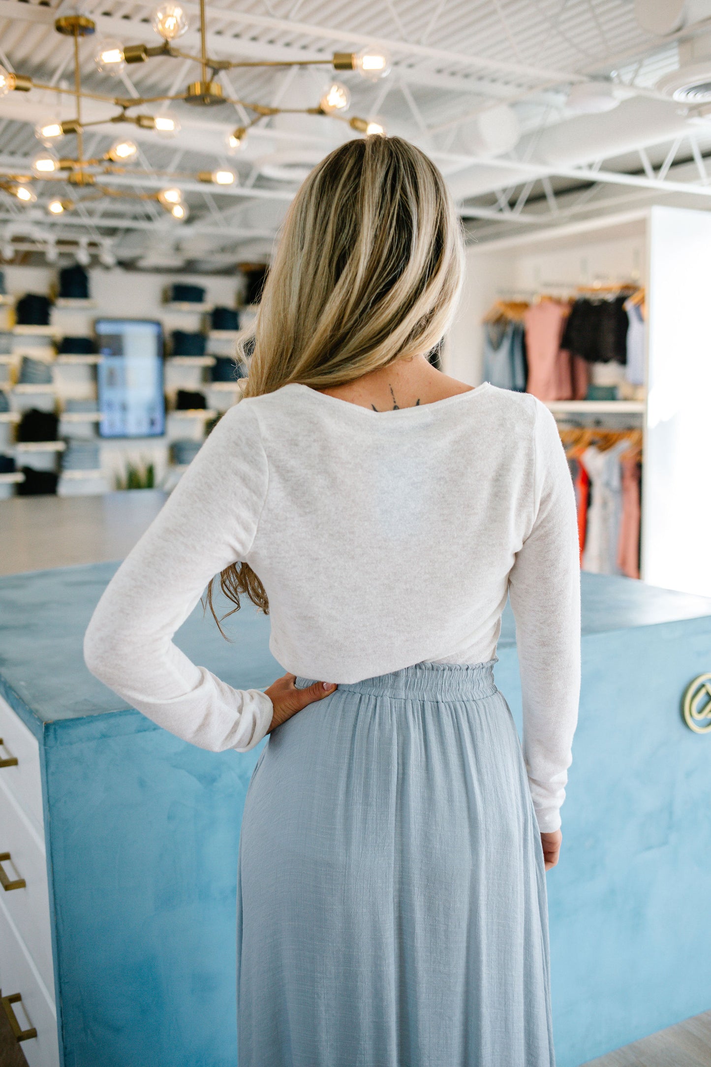 V Notch Long Sleeve Top