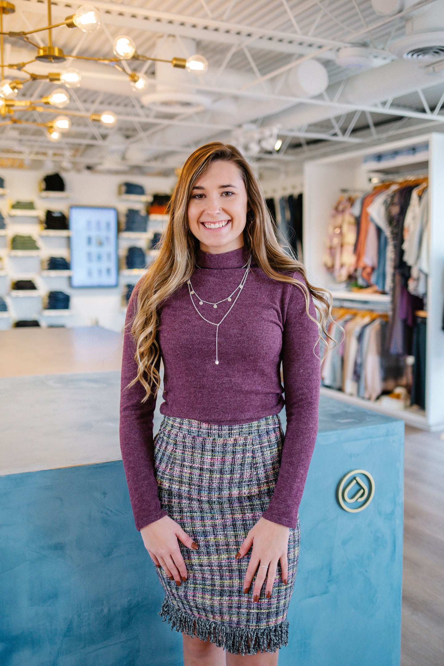 Fringe Tweed Skirt