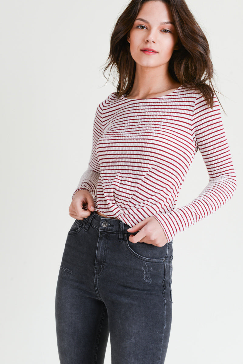 Striped Smocked Front Knot