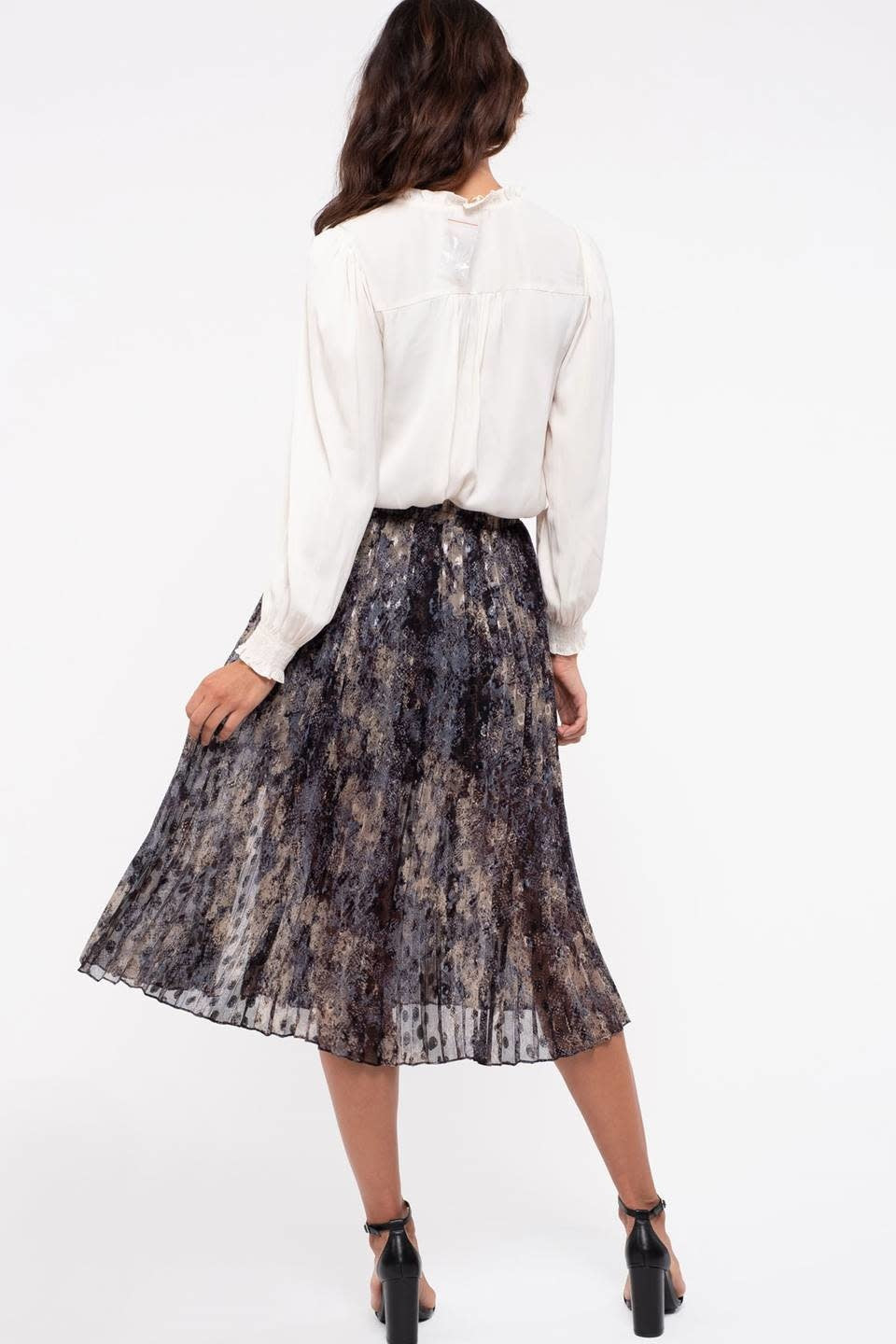 Pleated Snake Midi Skirt