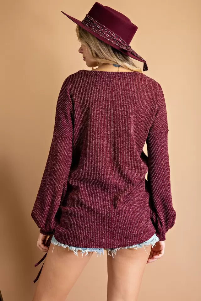 Draw String Knit Pullover